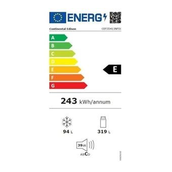 Frigorífico con congelador superior - 413L - Total No Frost - acero inoxidable - L70 cm x H 178 cm - Imagen de 4