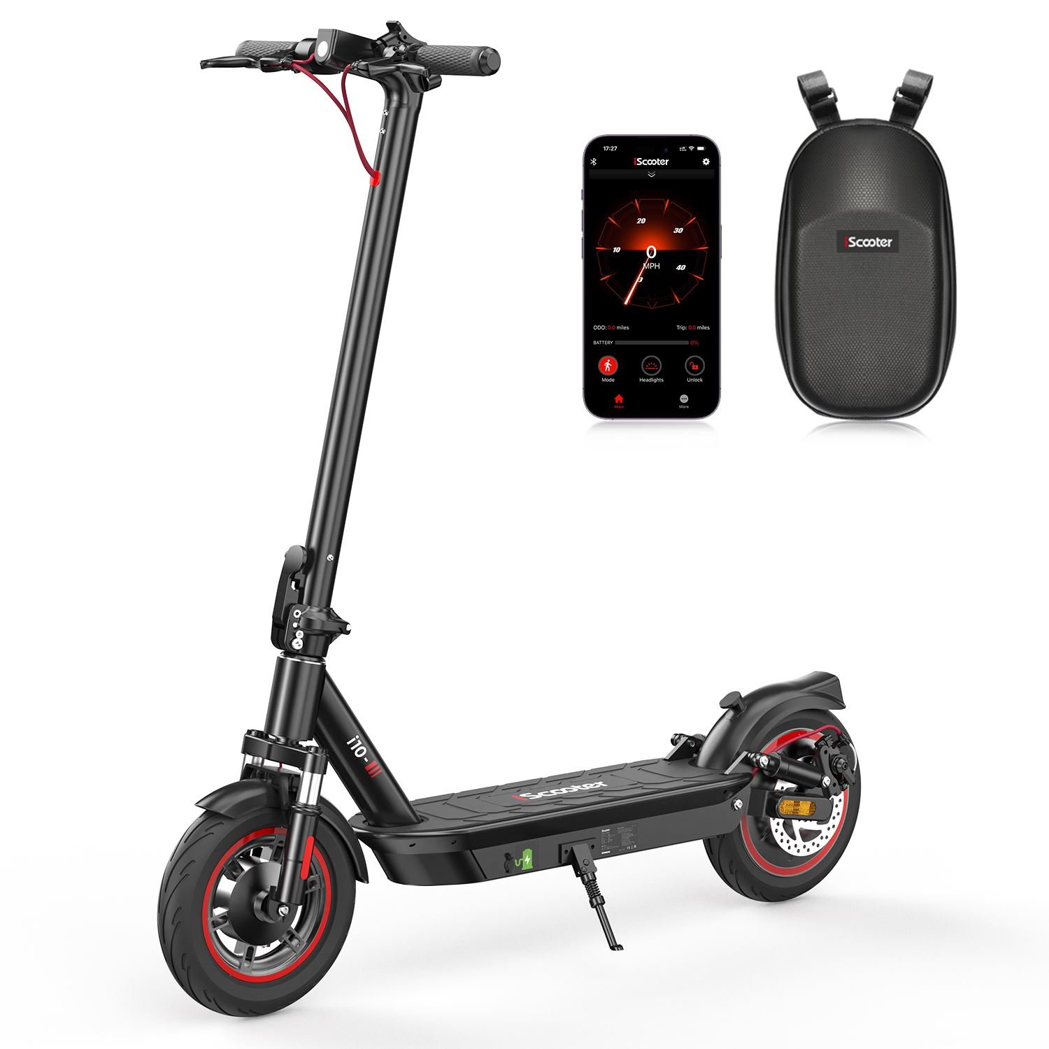 Patinete eléctrico iScooter i10 (40-45 km), 650 W, 15 Ah, neumáticos de 10 pulgadas, 4 velocidades, triple sistema de frenado.